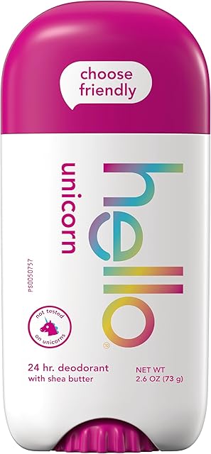 hello Unicorn Deodorant, 24 Hour Odor Protection, No Aluminum + No Baking Soda, Vegan & Parabens Free, 26 Oz