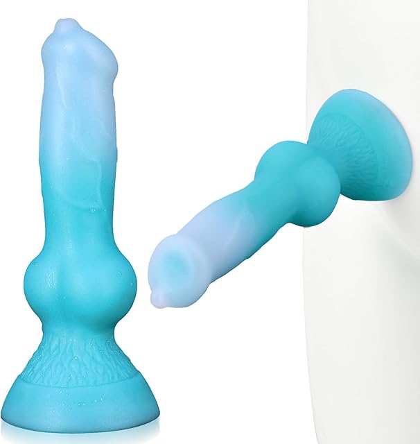 Dog Dildo Realistic Animal Penis with Suction Cup, 7.4inch Wolf Dildos Fantasy Silicone Anal Toys for Beginners G Spot Stimulation Women Strap on(Blue)