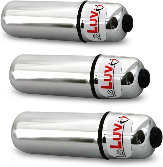 LeLuv Mini Bullet Vibrator 2.25 inch Compact Powerful Discreet 3 Pack Chrome
