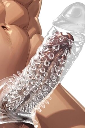 8Inch Dick Extender,Clear Girth Enhancer Cock Sleeve,Elastic Silicone Penis Extender Enlarger,Penis Extension Cock Extender to Enlarge Prolong,Dick Pump Cock Ring for Men Erection Sex Toys