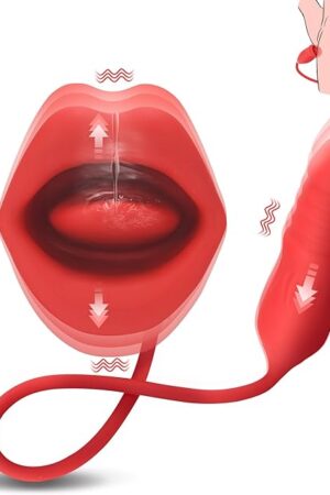 2 in 1 Women Sex Toy Sucking/Licking Vibrator and Thrusting Dildo for Woman Thick Lips Sucking Flexible Tongue Licking and Dildo Vibrator for Clitoris G-spot Vagina Nipples Anus Gift for Women