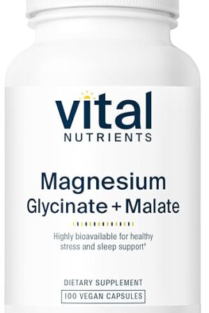 Vital Nutrients Magnesium Glycinate + Malate | 120mg Vegan Magnesium Supplement for Women and Men | Muscle, Heart, Bone Support* | Promotes Relaxation | Gluten, Dairy and Soy Free | 100 Capsules