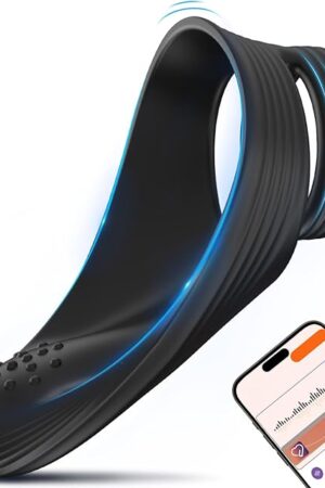 Vibrating Cock Ring with Taint Teaser, Penis Ring Erection Enhancing Vibrator Couples Sex Toys for Men, APP Remote Control Adult Male Sex Toy Longer Harder Stronger