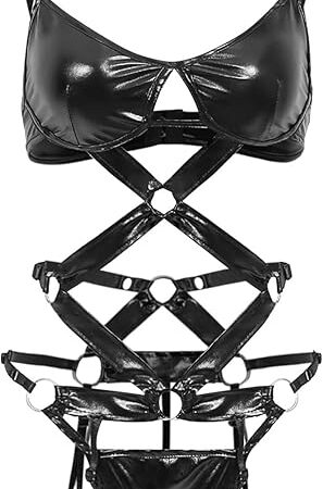 Women Hollow Out PU Leather Body Caged Adjustable Harness Belt Bodysuit Lingerie women lingerie sexy sets