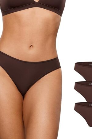 Women's Inbarely Soft Underwear - Cheeky Bikini High Cut Tagless Sexy Stretch Breathable Womens Panties 3 Pack