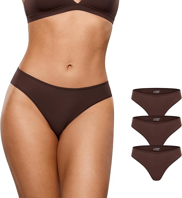 Women's Inbarely Soft Underwear - Cheeky Bikini High Cut Tagless Sexy Stretch Breathable Womens Panties 3 Pack
