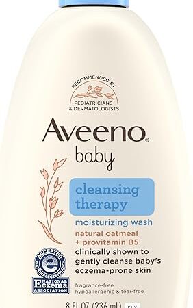 Aveeno Baby Cleansing Therapy Moisturizing Baby Body Wash with Natural Oatmeal & ProVitamin B5, Gentle Tear-Free Baby Bath Wash for Sensitive & Eczema-Prone Skin, Hypoallergenic, 8 oz