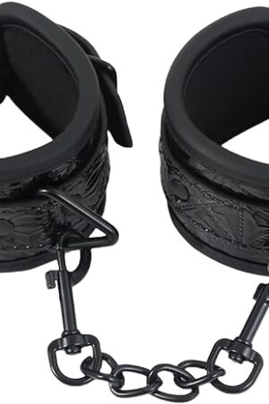 BDSM Bondage Handcuffs Restraints Kit PU Leather Edged Cuffs Sex Toy Adjustable Fetish SM Games for Adults Couples
