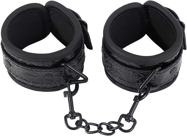 BDSM Bondage Handcuffs Restraints Kit PU Leather Edged Cuffs Sex Toy Adjustable Fetish SM Games for Adults Couples