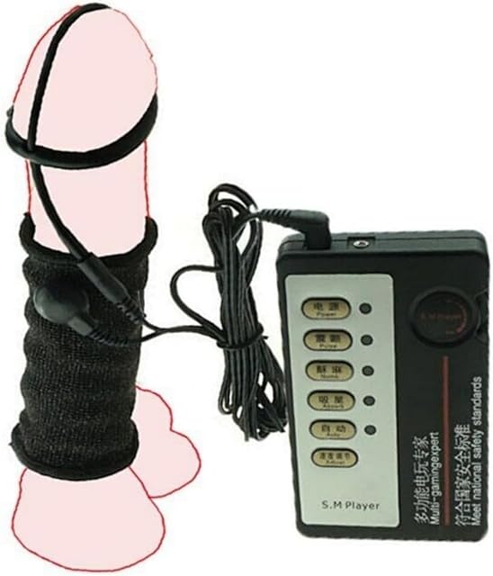 Electric Shock Enlargement Penis Sleeve Vibration Chastity Cage Penis Electric Shock Conductive Ring Play and Ball Stretcher Adult Male Ball Exercise Device for Men Sex Toys
