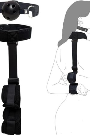 BDSM Bondage Sex Restraints Set Couples Sex Toys, Neck to Wrist Restraints Kit with Ball Gag Back Sex Handcuffs Collar Adjustable Bondage Gear Accessories SM Sexy Slave Beginner Role Play Toy