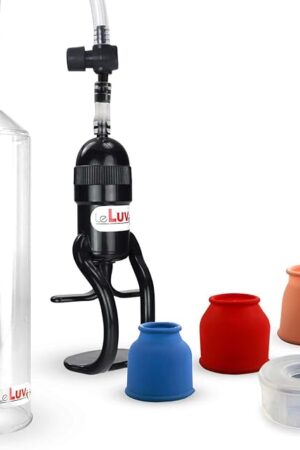 LeLuv Vacuum Pump Easyop ZGrip Handle Natural Male Enhancement Bundle with 3 Cylinder Seal Sizes and Clear Silicone Sleeve