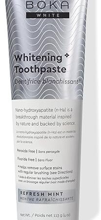 Boka Fluoride Free Toothpaste, Nano Hydroxyapatite Toothpaste, Appropriate for Sensitive Teeth, for Adult, Kids Oral Care - Whitening* Refresh Mint, 4 Fl Oz 1Pk US Manufactured