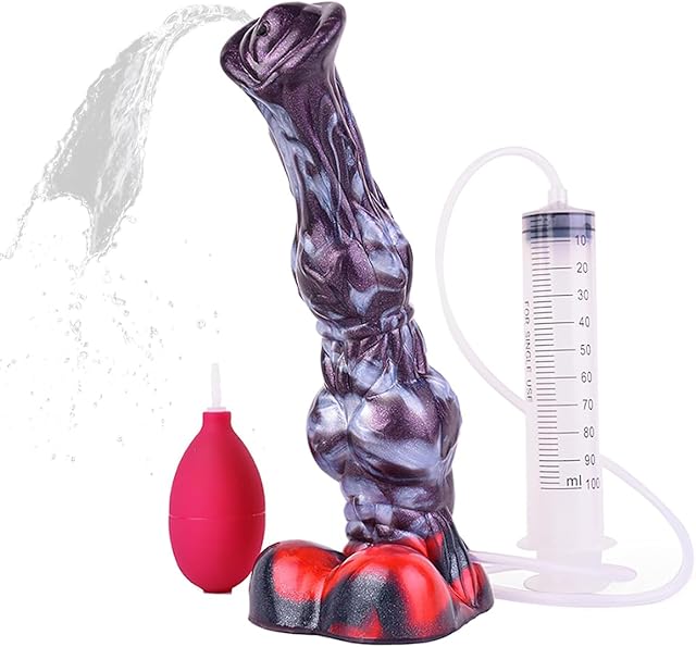 Horse Dildo Realistic Squirting Ejaculation Dildo with Strong Suction Cups for Unarmed Play G-spot Anal Plug Male & Female Erotic 10inch Penis Toys(Fantasy)