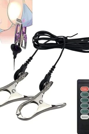 Electric Shock Nipple Clip Chain, Nipple Clamps, Adjustable BDSM Nipple Clamps for Exciting Sexual Pleasure ?Requires Two AAA Batteries Installed?, Black