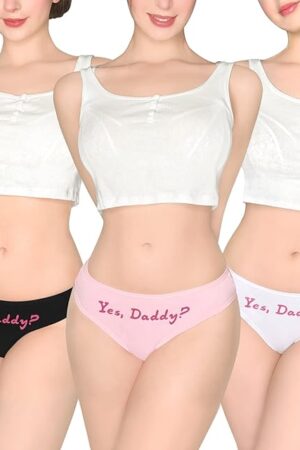 Women's Ladies Soft Cotton Underwear Comfortable Hipster Briefs 3 Thong Panties Pack - Yes Daddy