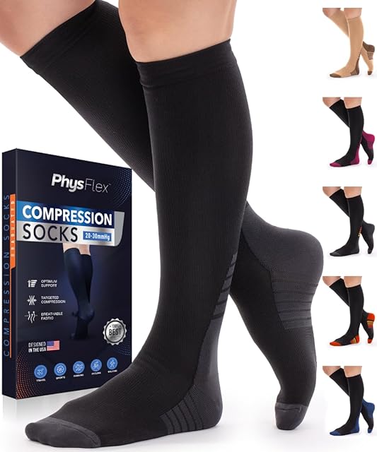 Compression Socks for Women & Men (20-30 mmHg) Support for Travel, Nurses, Pregnancy, Shin Splints, Sports and Everyday Wear
