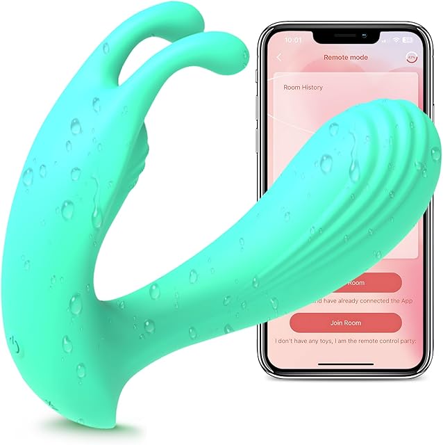 App Remote Control Sex Toy Clitoral G-spot Panty Vibrator for Women 4 in1 Dual Vibrating Wearable Couple Play Sexual Toys with 10 Vibrations Internal Adult Sex Toys for Female (Cyan)