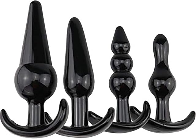 Black Silicone Butt Plug Adult Toy Training Set of 4