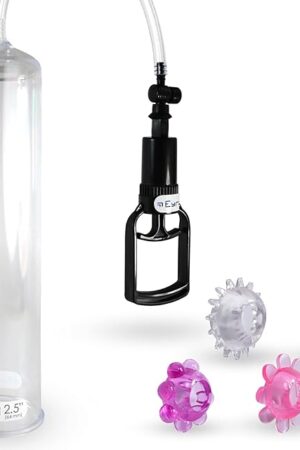 LeLuv Vacuum Pump Vacuum Easyop Tgrip 2.5 Inch x 12 Inch Cylinder Clear Hose Male Enhancement Bundle with 4 Jelly Cock Rings