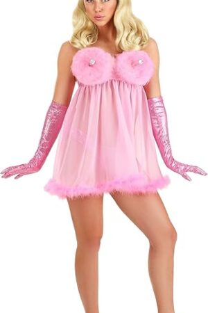 Femme Fatale Costume | Alluring Ladybot Outfit with Metallic Knit & Feather Details | Great for Halloween & Cosplay