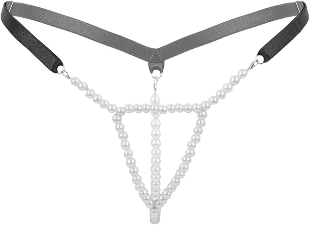Women Sexy Opening Crotch Panties Female Lingerie Sexy Underwear with Pearls G-String