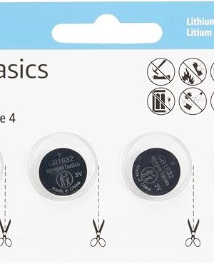 Amazon Basics 4-Pack 3 Volt CR1632 Lithium Coin Cell Battery, Long Lasting Power, Mercury-Free