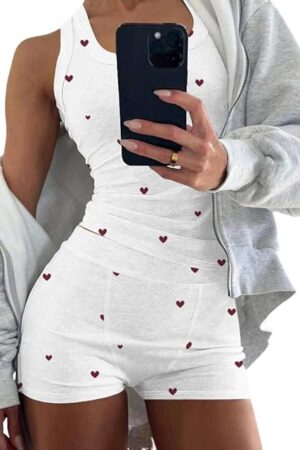 Womens Pajama Sets Casual Sleeveless Tank Top and Shorts Ribbed Knit 2 Piece Lounge Set