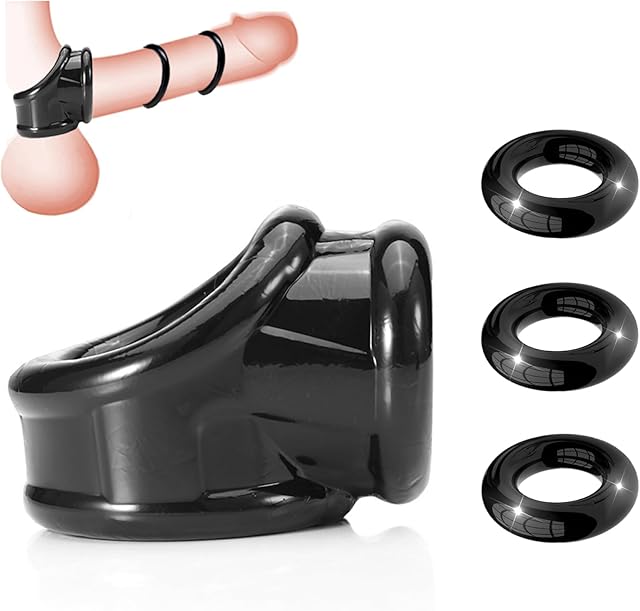 Cock Penis Rings Set Silicone Sex Toys Cock Sexual Stimulation Device for Penis Erection Enhancing Long Lasting Stronger Strechy Adult Sex Toys for Men or Couples Pleasure(Black)