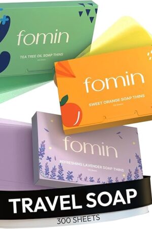 FOMIN - Antibacterial Paper Soap Sheets for Hand Washing - (300 Sheets) Orange, Tea Tree, Lavender Portable Travel Soap Sheets, Dissolvable Camping Mini Soap, Portable Hand Soap Sheet