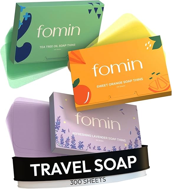 FOMIN - Antibacterial Paper Soap Sheets for Hand Washing - (300 Sheets) Orange, Tea Tree, Lavender Portable Travel Soap Sheets, Dissolvable Camping Mini Soap, Portable Hand Soap Sheet