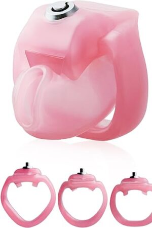 FYJENNICC HT-V5 Male Chastity Cage - Lightweight Resin Male Chastity Cage with Click&Lock Key | Ergonomic Design| Bondage Gear &Adult Sex Toy for Men ? Includes 5 Ring Sizes (Pink, Nub)
