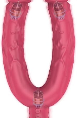 Double Ended Dildos Vibrator for Women, Vibrating Double Sided Dildo with Nipple Stimulator 10 Super Strong Vibration Modes, Flexible Penis Dildo for Double Penetration, Lesbian Adult Sex Toys