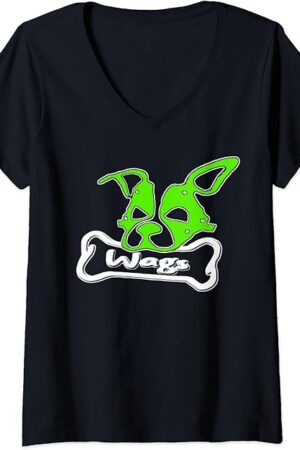 Womens Green Human Pup Play Mask, Gay BDSM Gear Puppy Fetish Hood V-Neck T-Shirt