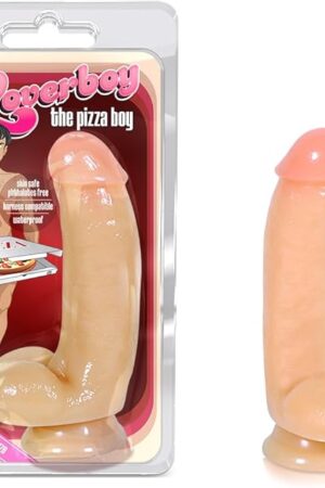7" Realistic Curved Dildo - Cock and Balls Dong - Suction Cup Harness Compatible - Sex Toy for Women - Sex Toy for Adults (Beige)