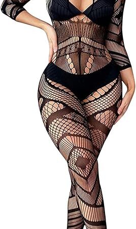 Women Fishnet Bodysuit Bodystocking Lingerie One Piece Mesh Jumpsuit Nightwear Stockings Teddy Babydoll Underwear