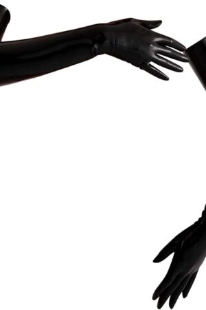 Chlorinated Latex Long Gloves (Opera Length) Fetish - Black (Small)