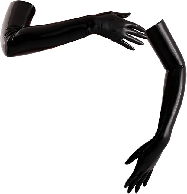 Chlorinated Latex Long Gloves (Opera Length) Fetish - Black (Small)
