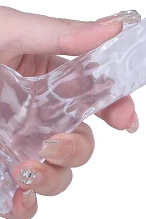 5.2 Inch Realistic Anal Dildo with Powerful Suction Cup, Small Anal Plug Dildos for Beginner, G-Spot Stimulation & Anal Training, Butt Plug Toys for Women & Men, Anal Trainer Sex Games (Transparent)