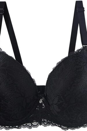 Women's Lace Bras Push Up Solid Color Soft Everyday Padding Classic Underwire Lift Up Bra