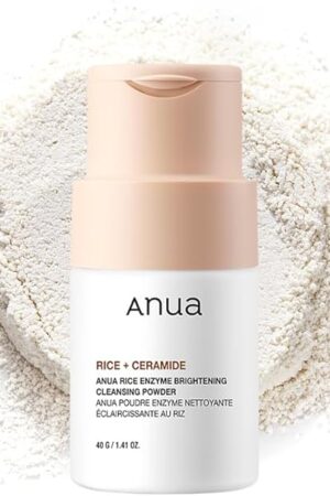 ANUA RICE ENZYME BRIGHTENING CLEANSING POWDER, Rice Mask, Ceramide, Gentle Face Wash for Brightening, Radiant Skin, Facial Cleanser for Dry Skin, Korean Skincare, Fragrance Free, 40g/141floz