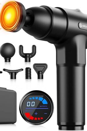 AERLANG Massage Gun with Heat Deep Tissue Back Massager Neck Massager for Pain Relief,Muscle Percussion Massage Gun, Birthday Gifts for Men Women Dad him Handheld Message Gun with 7Heads&Silent