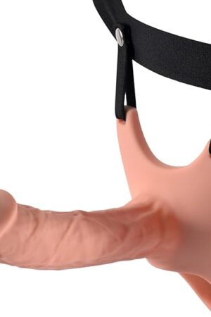 Hollow Strap-On System - Harness with Elastic Waist Band and Silicone Hollow Dildo, Extender Bigger Penis Dildo Sleeve Realistic Textured Cock Enlarger Extension Adult Sex Toy for Men Couple