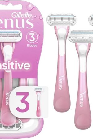 Gillette Venus Sensitive Women's Disposable Razors - Single Package of 3 Razors
