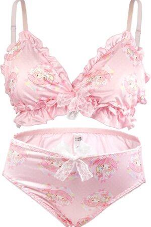 Women Cute Lingerie Set Sweet Strawberry Bikini Wirless Bra and Panty - 100% Cotton