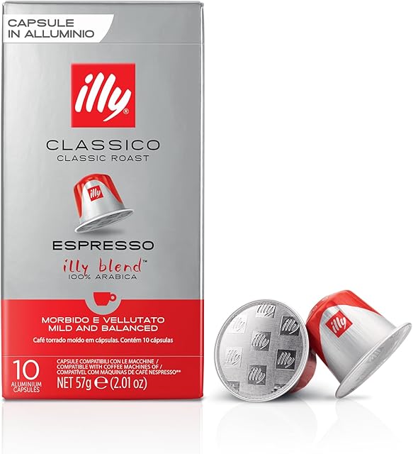 Illy Espresso Compatible Capsules - Single-Serve Coffee Capsules & Pods - Classico Roast - Notes Of Caramel, Orange Blossom & Jasmine Coffee Pods - For Nespresso Coffee Machines ? 10 Count