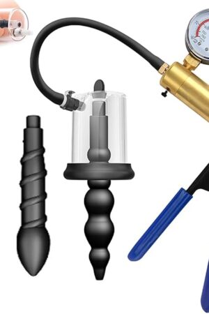 Anal Vacuum Manual Pump, Sex Toys Pumps Enlarger with Anal Beads Wand, Anal Vaginal Pussy Pump Expander Anal Toy, Prostate Massage Stimulator Sex Toy for Men and Women Anal Trainer (Blue, Large)