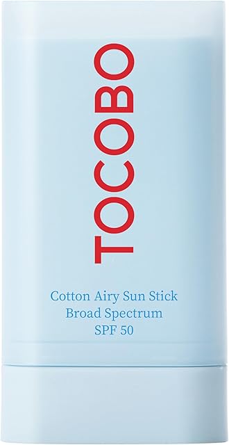 Cotton Airy Sun Stick SPF 50 Broad Spectrum Korean Matte Sunscreen Stick for Face - Travel Size Sebum Control Sunblock -Vegan, Lightweight, Non-Sticky 067 oz
