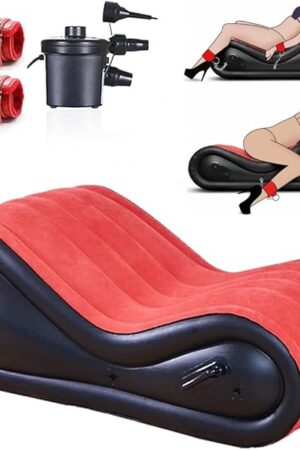 Inflatable Sex Sofa with Cuff Kit for BDSM and Bondage Play,Sex Game Furniture for Couple Deeper Position Support Adult Alternative Toys G-Point Love Pad Multifunctional PVC Pillow Air Cushion Chair