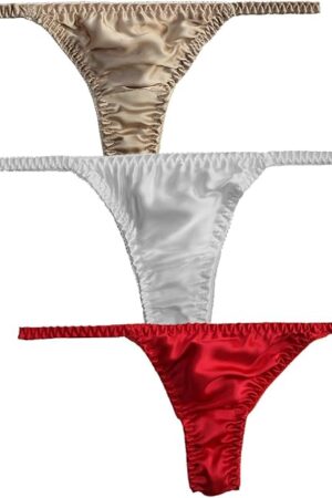 Women 3Pairs Pure Silk Panties Sexy Wear Soft String Thong Healthy Bikini Summer Beach Underwear S-XL
